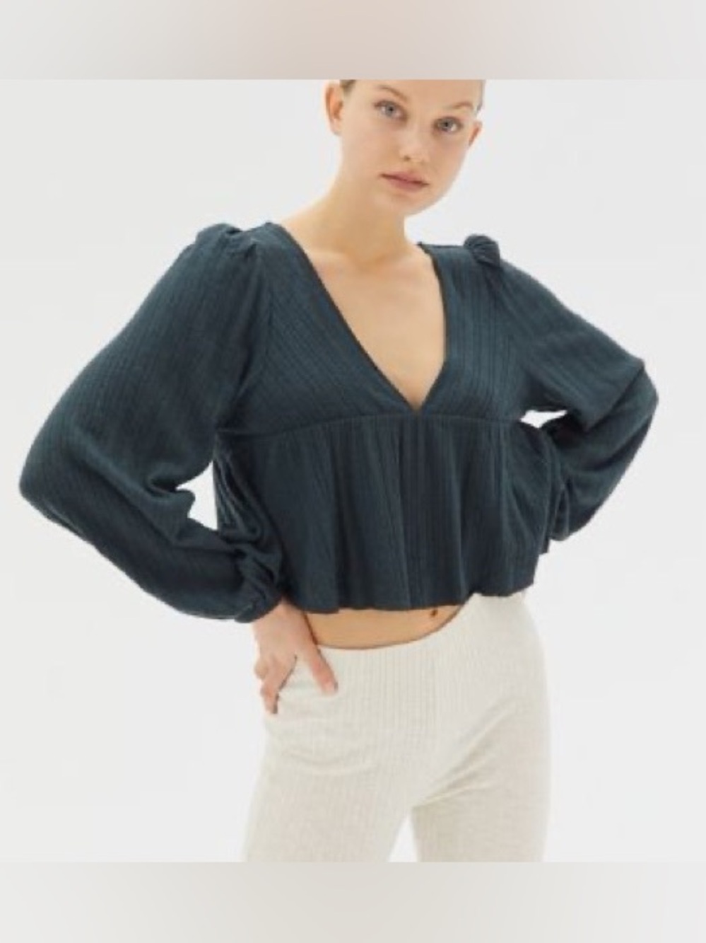 UO Prairie Ribbed Babydoll Top